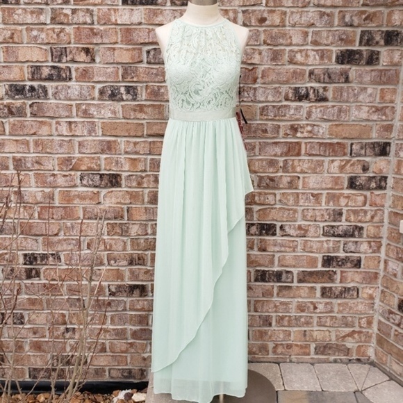 NWT Adrianna Papell Halter Stretch Tulle Lace Gown - Picture 1 of 8